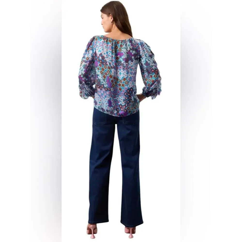 Kate Spade New York Pacific Petals Silk Chiffon Blouse Size Small